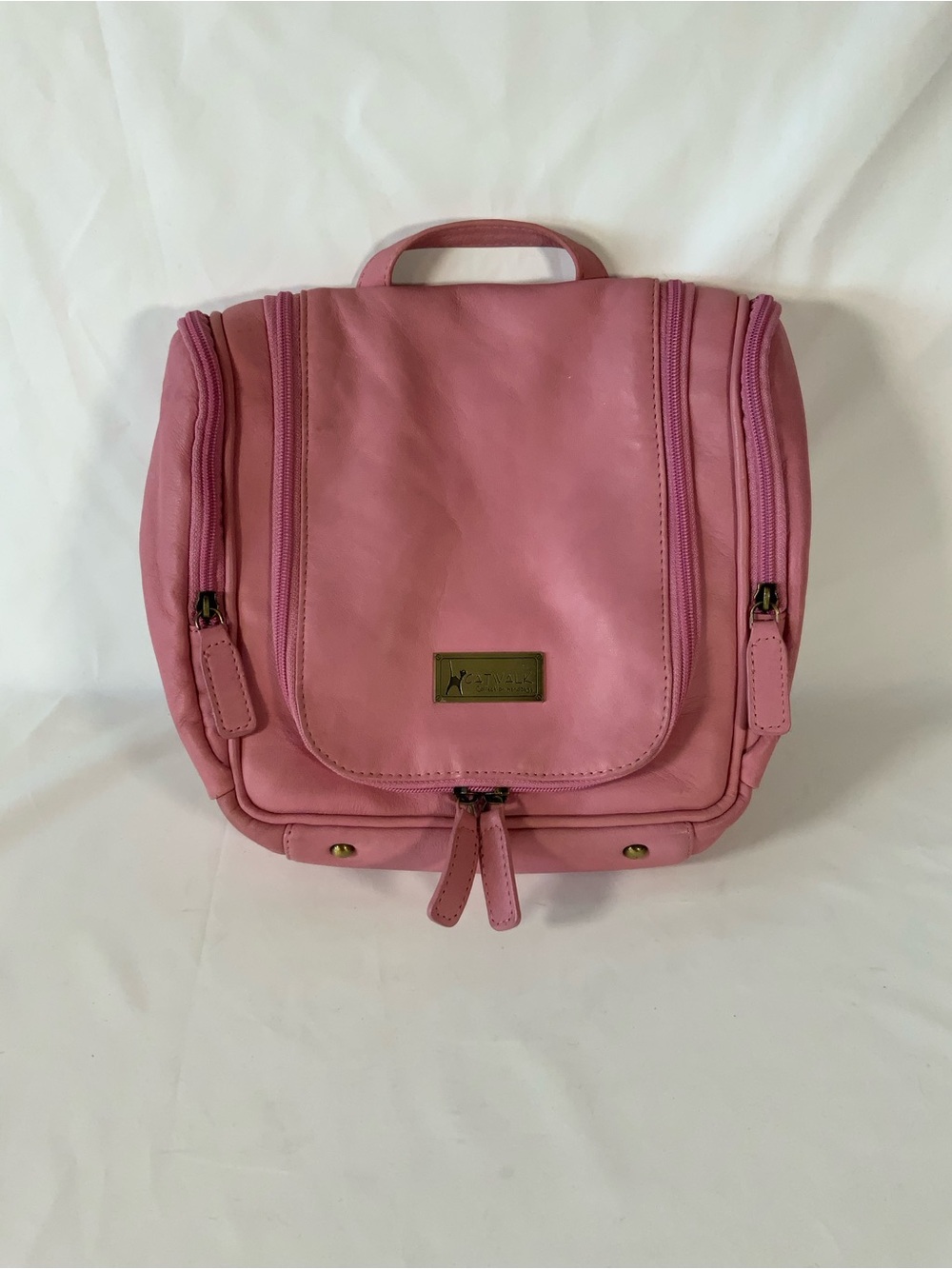 Compact Dusty Pink Travel Cosmetic Bag with Top Handle